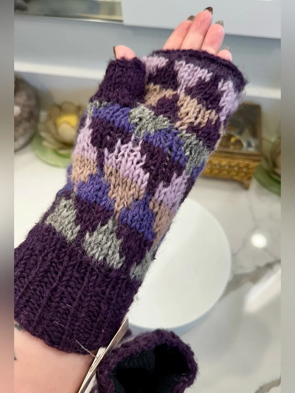NWT Feelgoodz Wool Half-Mittens/Polar Fleece-Lined Handmade by Artisans in Nepal
